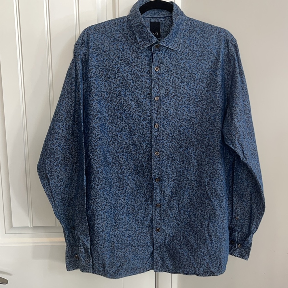 Pure button down shirt flowers L